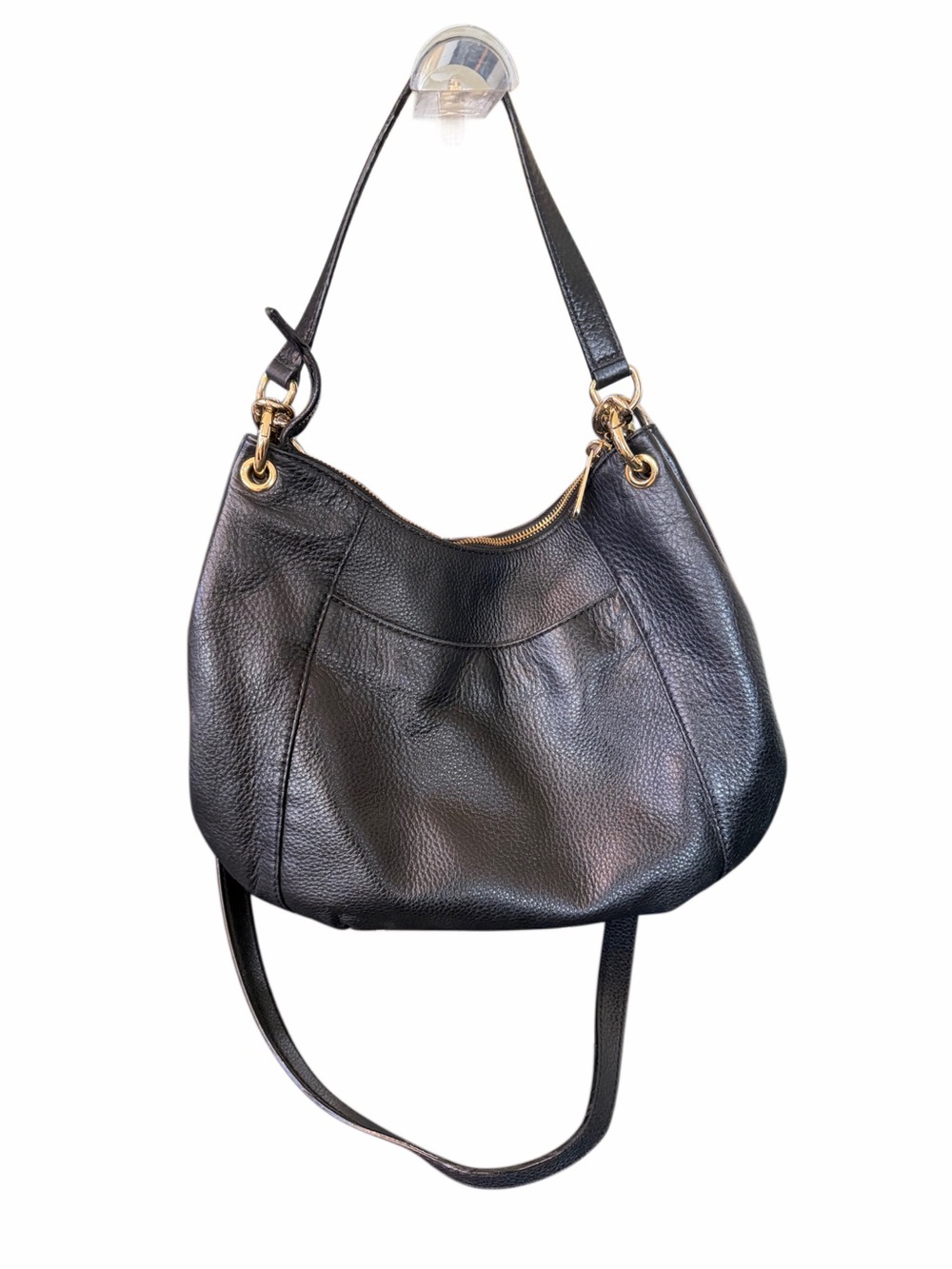 Michael Kors Fulton Black Pebbled Leather Large Shoulder Bag with Gold Hardware - Picture 2 of 6